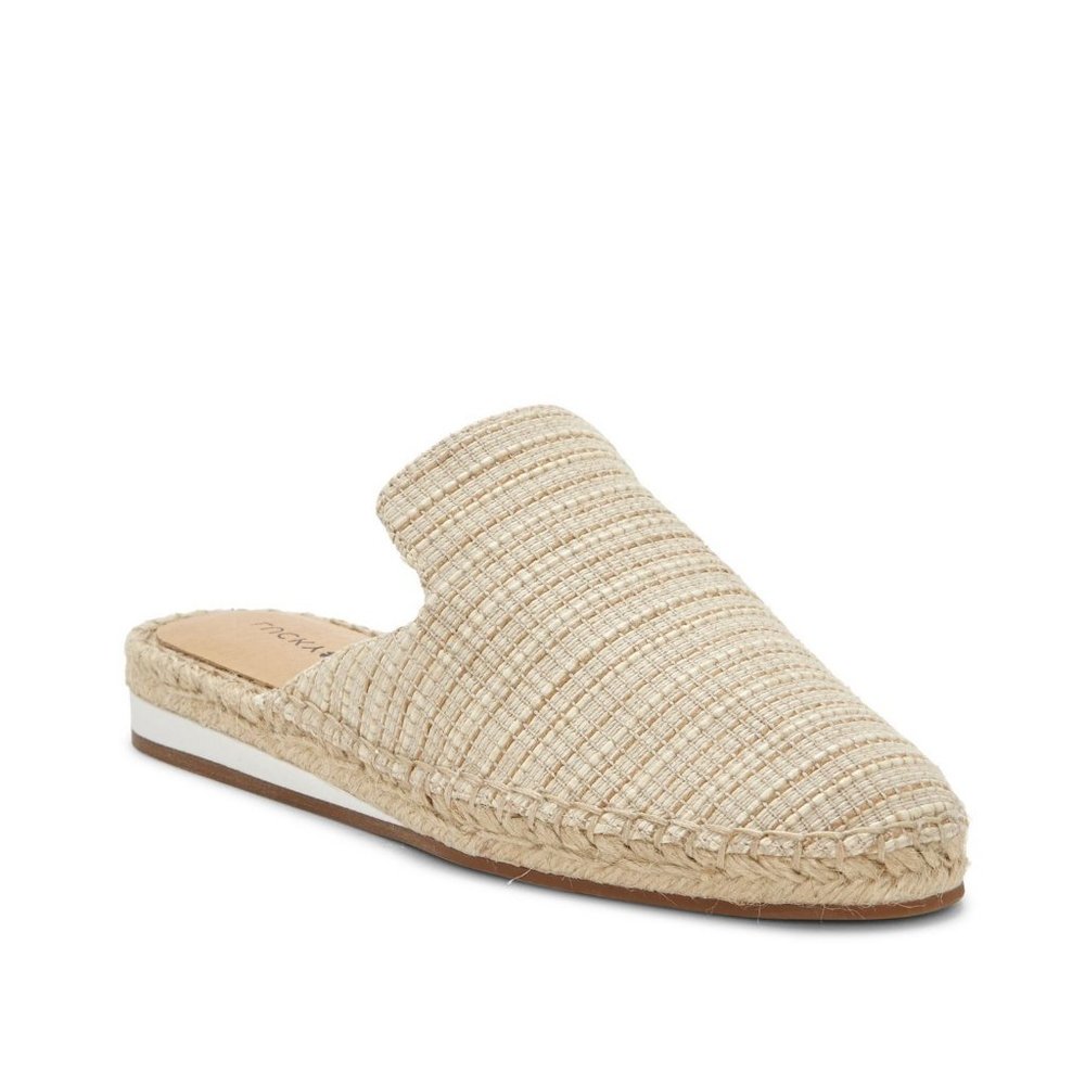 Lucky Brand Revea Canvas Espadrille Flat Slides Beige/Khaki Size 5.5